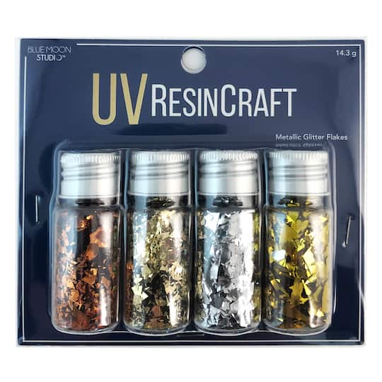 6 Pack: Blue Moon Studio™ UV Resin Craft Metallic Glitter Flakes Set